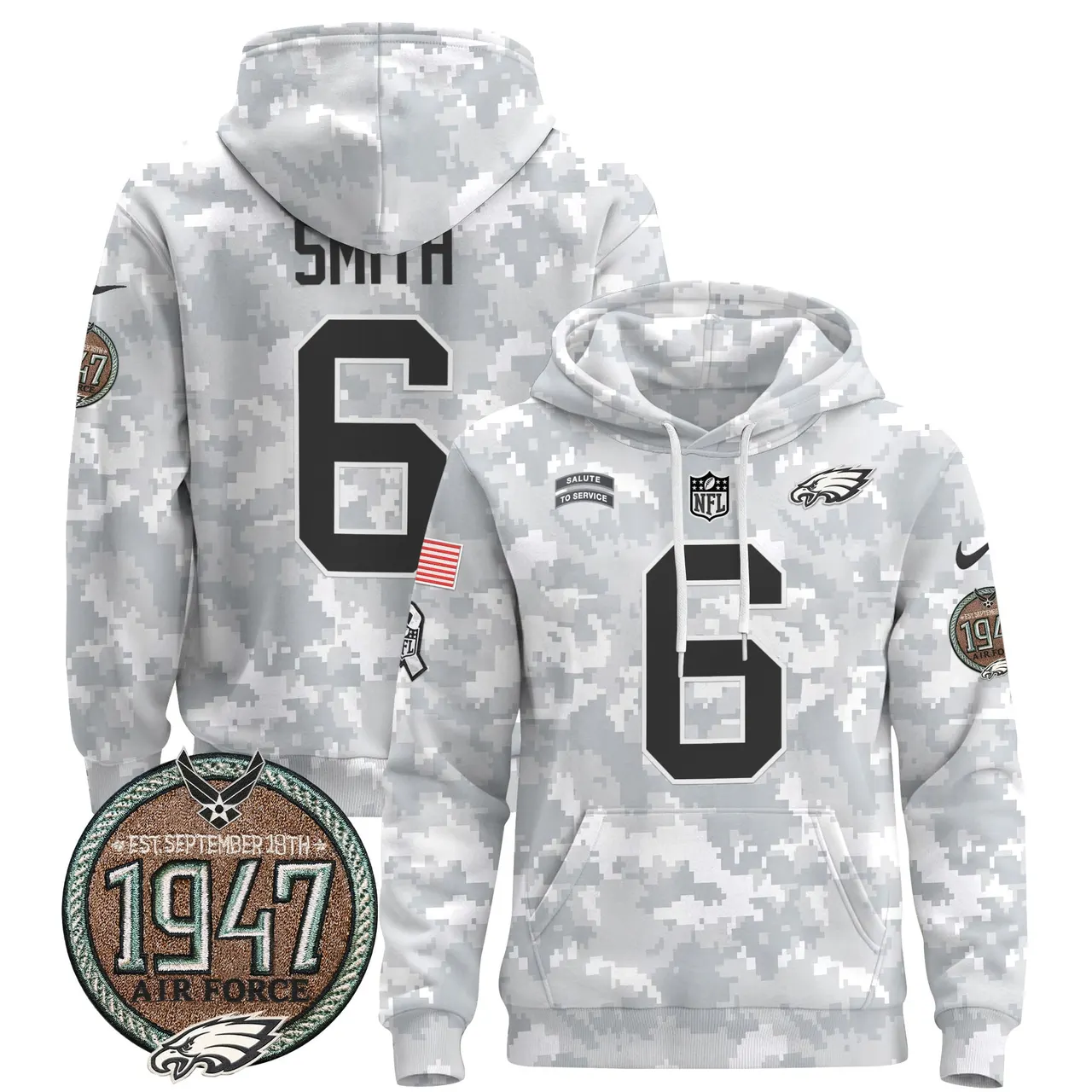 Saquon Barkley Philadelphia Eagles Nike 2024 Salute to Service Establishment Year Patch Pullover Hoodie - White - Image 32