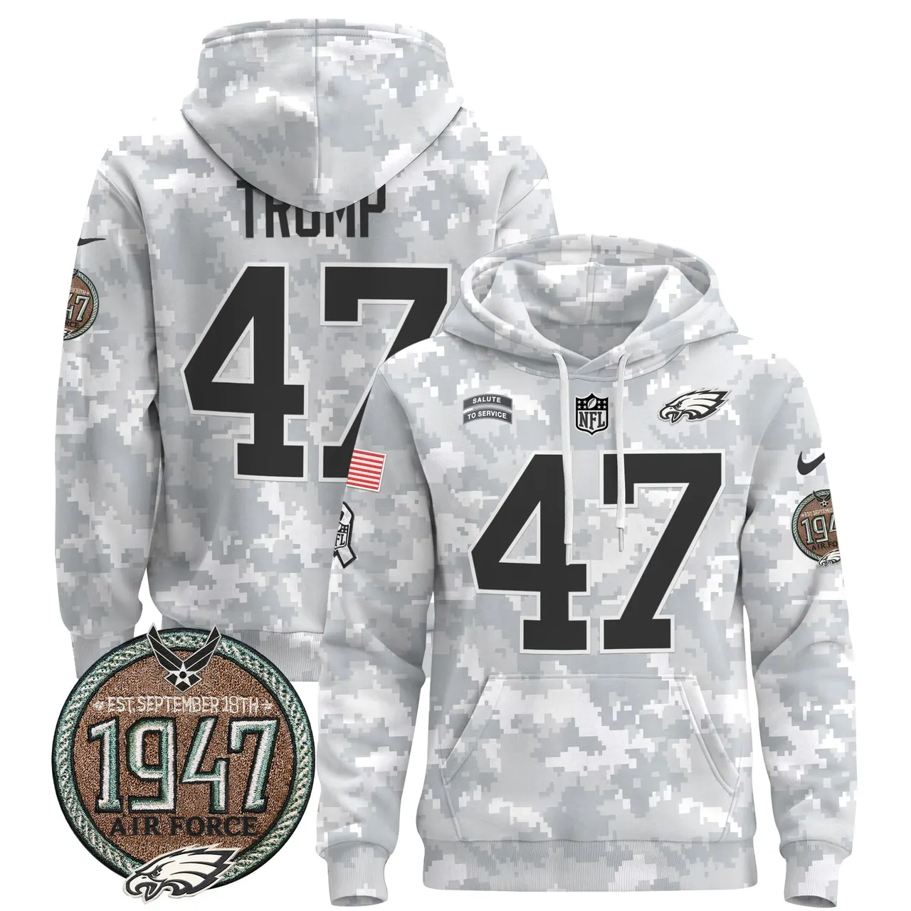 Saquon Barkley Philadelphia Eagles Nike 2024 Salute to Service Establishment Year Patch Pullover Hoodie - White - Image 36