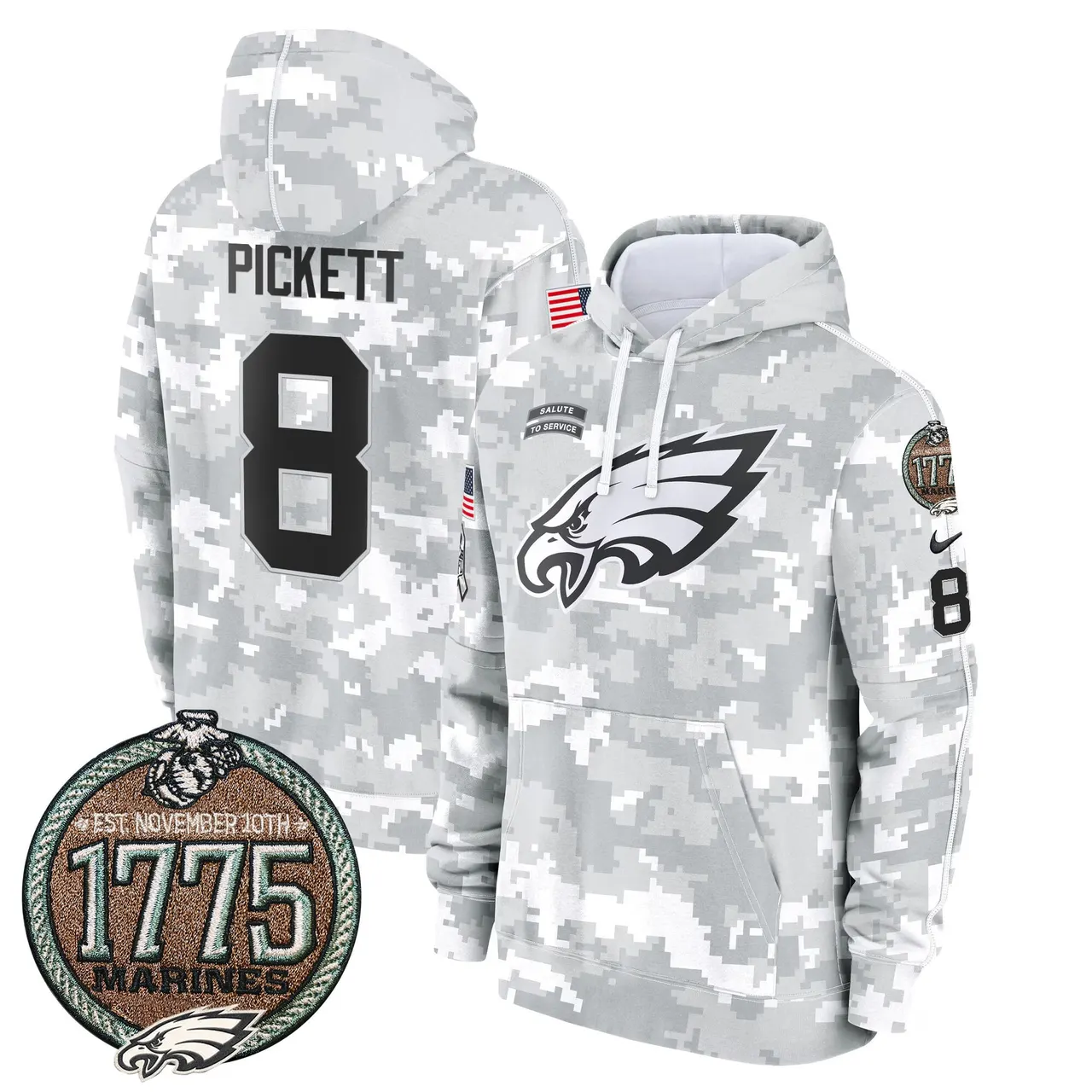 Saquon Barkley Philadelphia Eagles Nike 2024 Salute to Service Establishment Year Patch Fleece Pullover Hoodie - White - Image 2