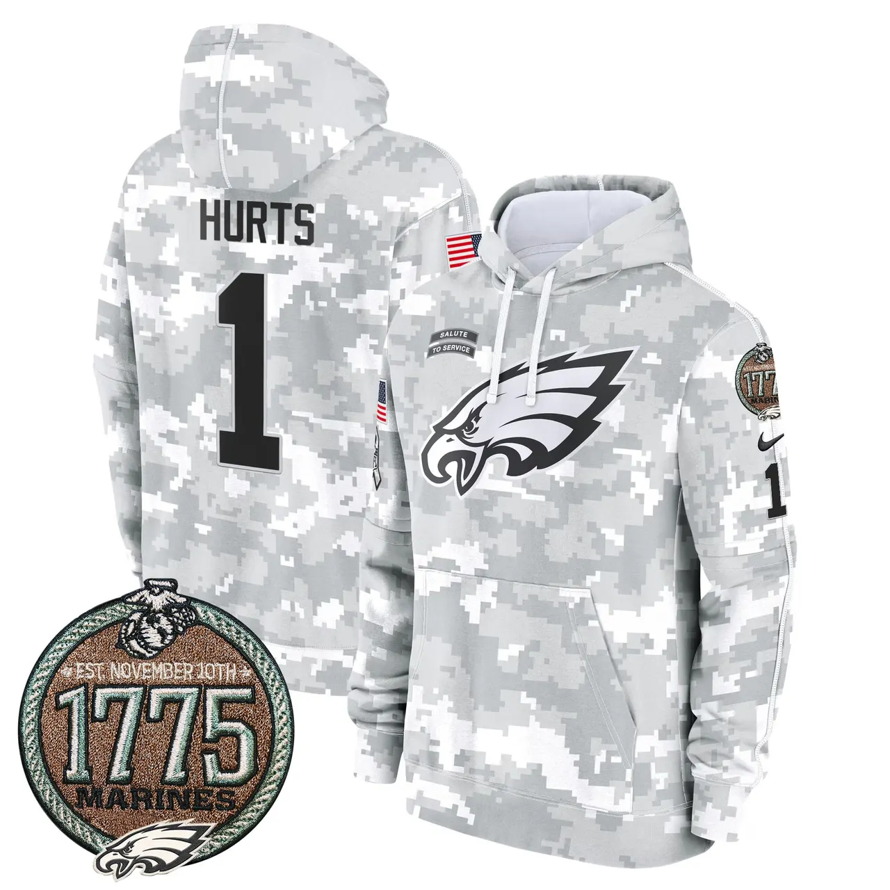 Saquon Barkley Philadelphia Eagles Nike 2024 Salute to Service Establishment Year Patch Fleece Pullover Hoodie - White - Image 3