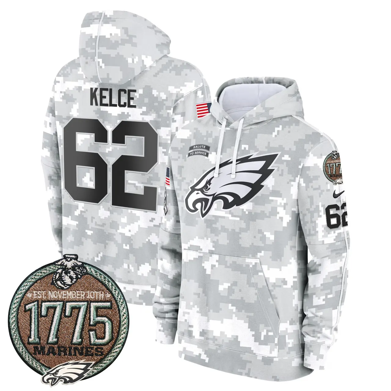 Saquon Barkley Philadelphia Eagles Nike 2024 Salute to Service Establishment Year Patch Fleece Pullover Hoodie - White - Image 4