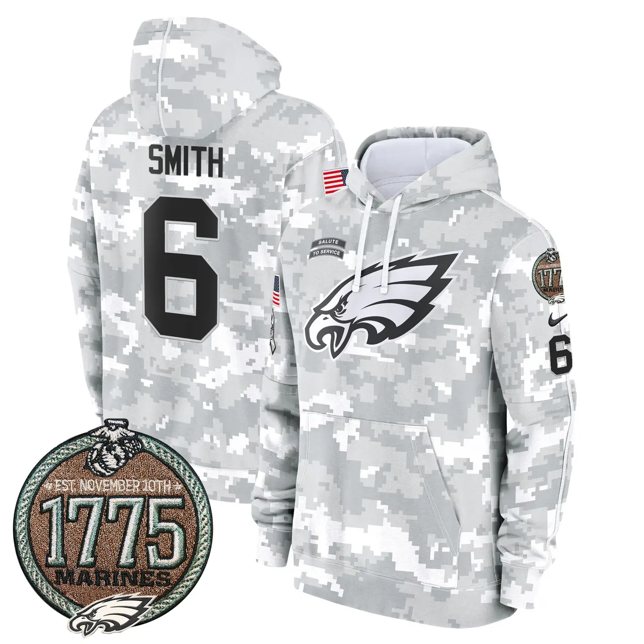 Saquon Barkley Philadelphia Eagles Nike 2024 Salute to Service Establishment Year Patch Fleece Pullover Hoodie - White - Image 5