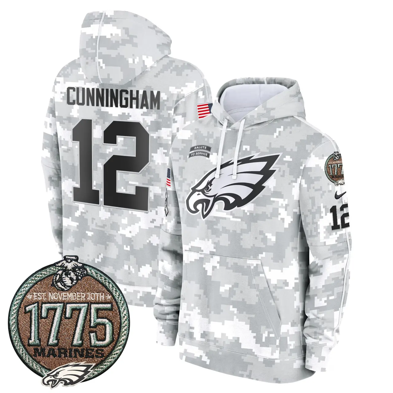 Saquon Barkley Philadelphia Eagles Nike 2024 Salute to Service Establishment Year Patch Fleece Pullover Hoodie - White - Image 6