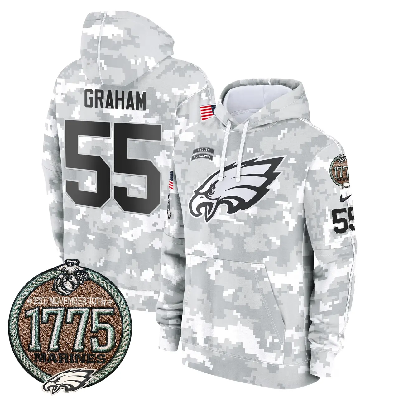 Saquon Barkley Philadelphia Eagles Nike 2024 Salute to Service Establishment Year Patch Fleece Pullover Hoodie - White - Image 7