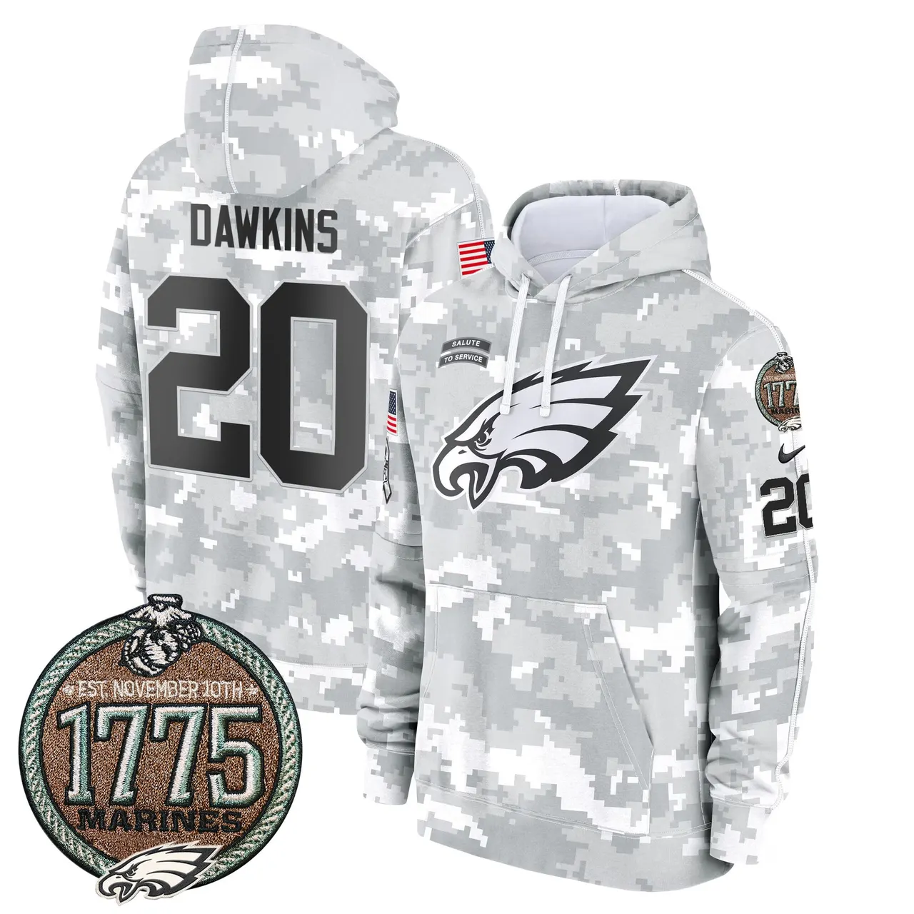 Saquon Barkley Philadelphia Eagles Nike 2024 Salute to Service Establishment Year Patch Fleece Pullover Hoodie - White - Image 8