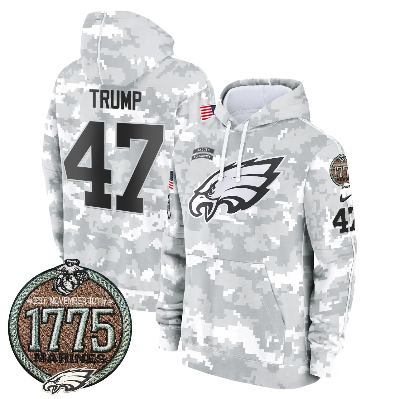 Saquon Barkley Philadelphia Eagles Nike 2024 Salute to Service Establishment Year Patch Fleece Pullover Hoodie - White - Image 9