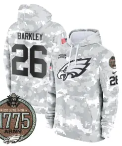 Saquon Barkley Philadelphia Eagles Nike 2024 Salute to Service Establishment Year Patch Fleece Pullover Hoodie - White - Image 10
