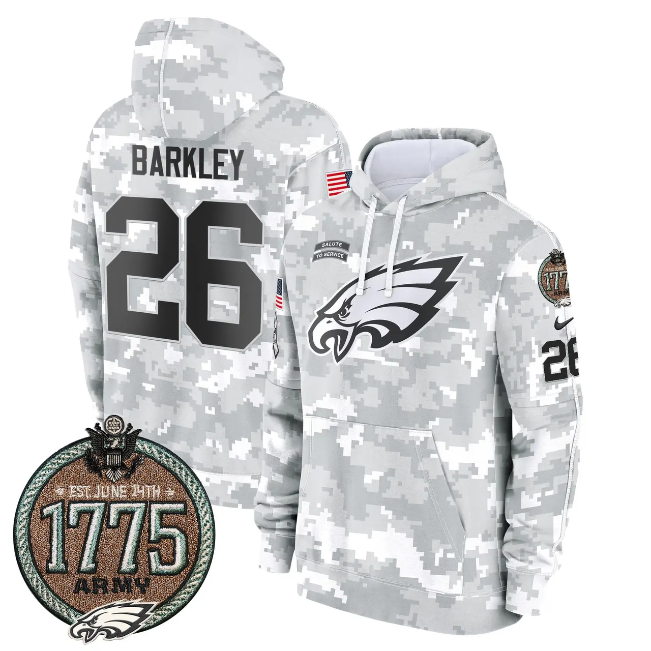 Saquon Barkley Philadelphia Eagles Nike 2024 Salute to Service Establishment Year Patch Fleece Pullover Hoodie - White - Image 10