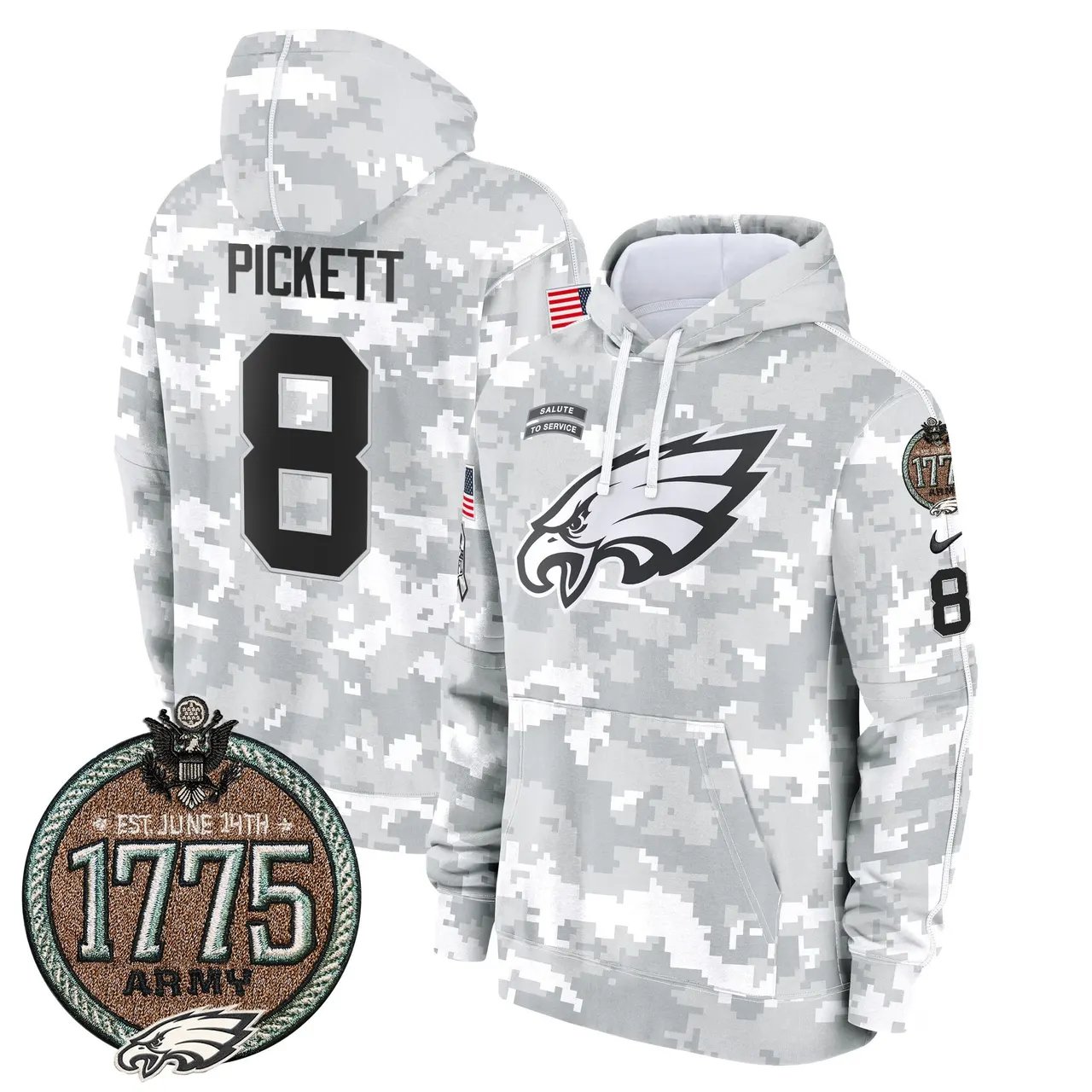 Saquon Barkley Philadelphia Eagles Nike 2024 Salute to Service Establishment Year Patch Fleece Pullover Hoodie - White - Image 11