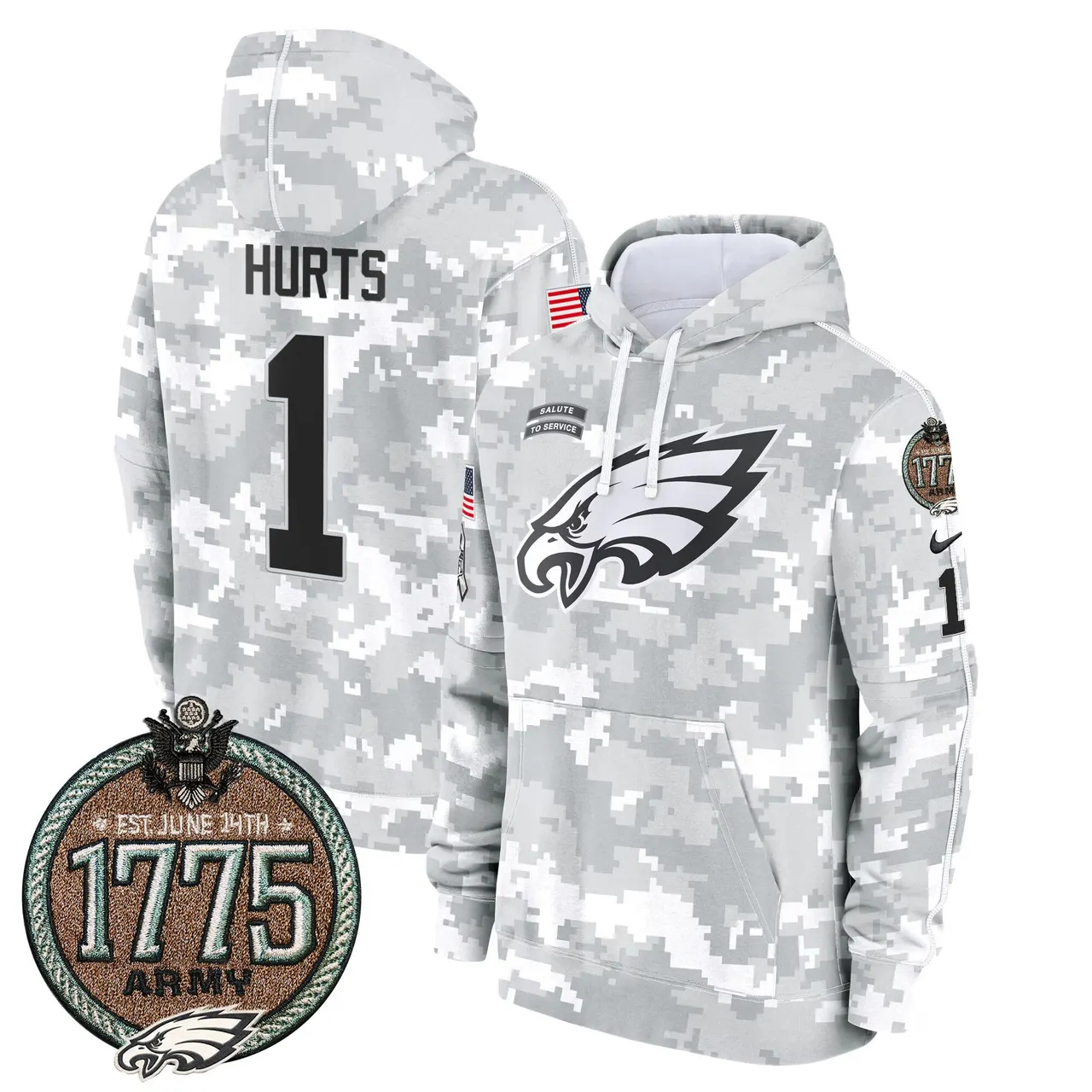 Saquon Barkley Philadelphia Eagles Nike 2024 Salute to Service Establishment Year Patch Fleece Pullover Hoodie - White - Image 12
