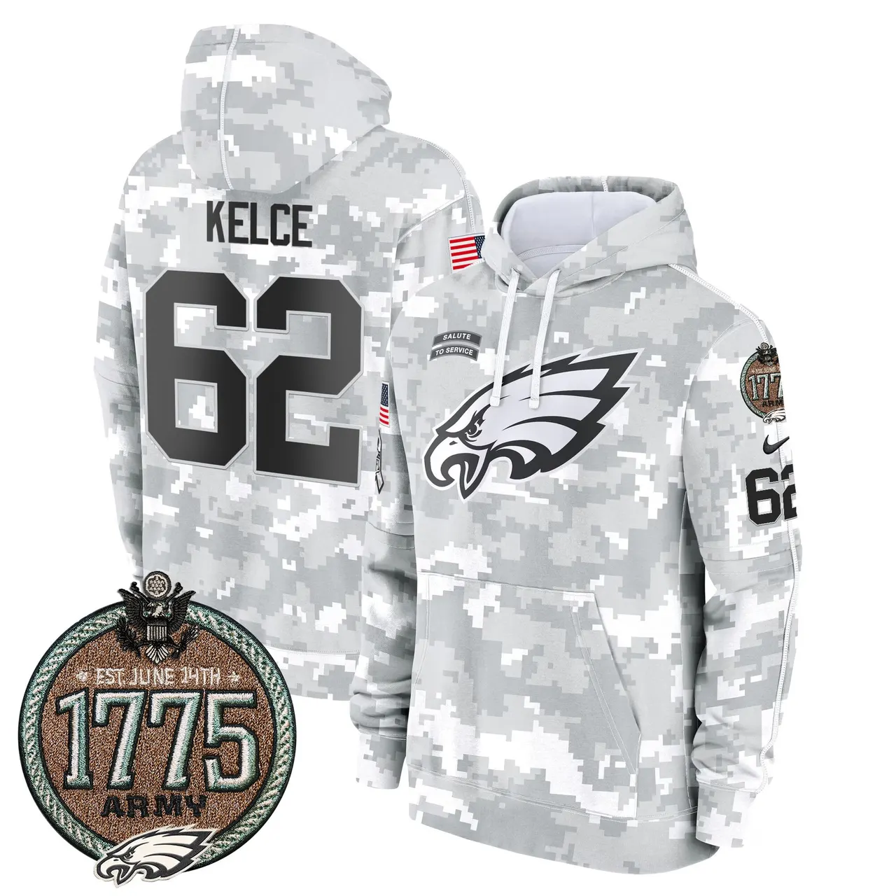 Saquon Barkley Philadelphia Eagles Nike 2024 Salute to Service Establishment Year Patch Fleece Pullover Hoodie - White - Image 13
