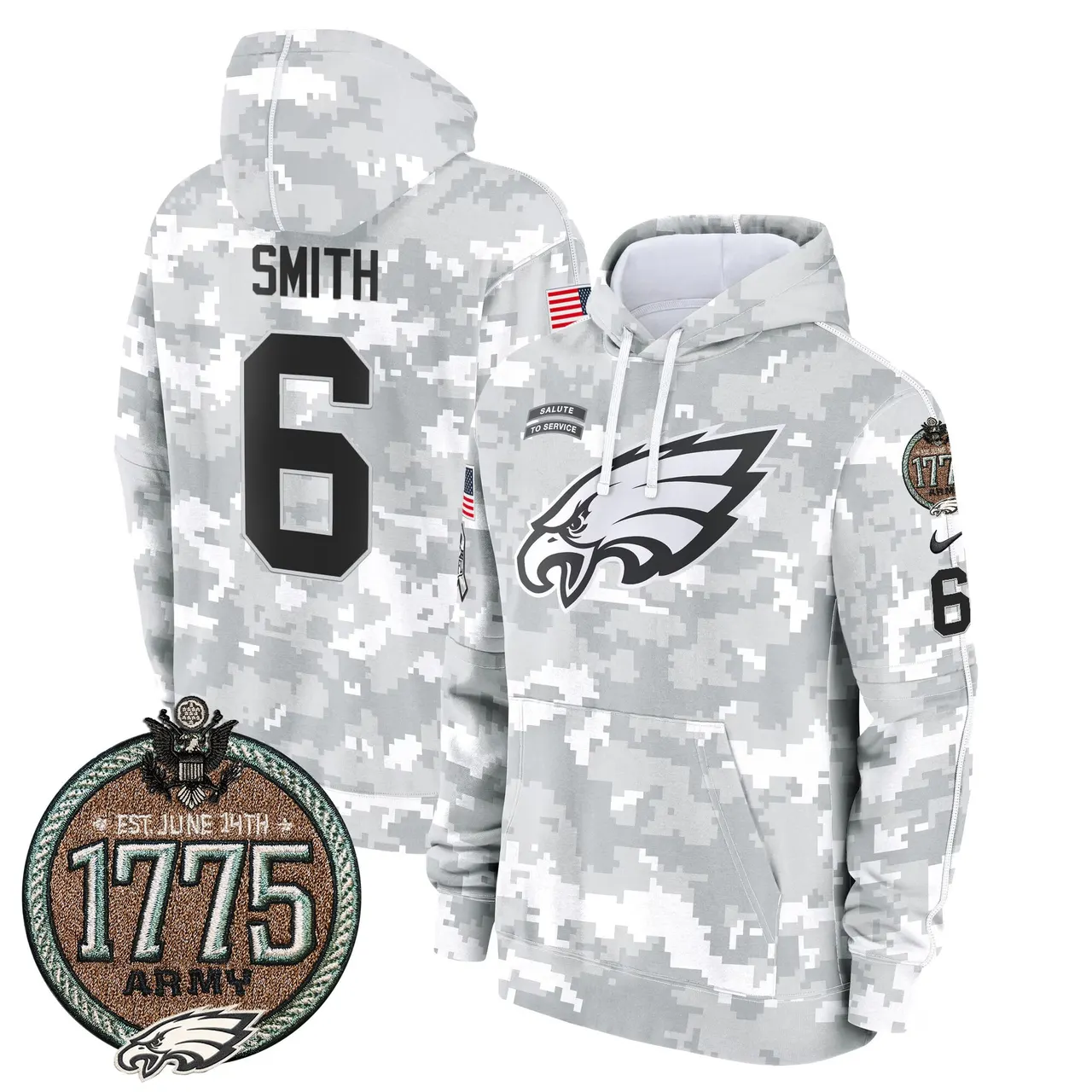 Saquon Barkley Philadelphia Eagles Nike 2024 Salute to Service Establishment Year Patch Fleece Pullover Hoodie - White - Image 14