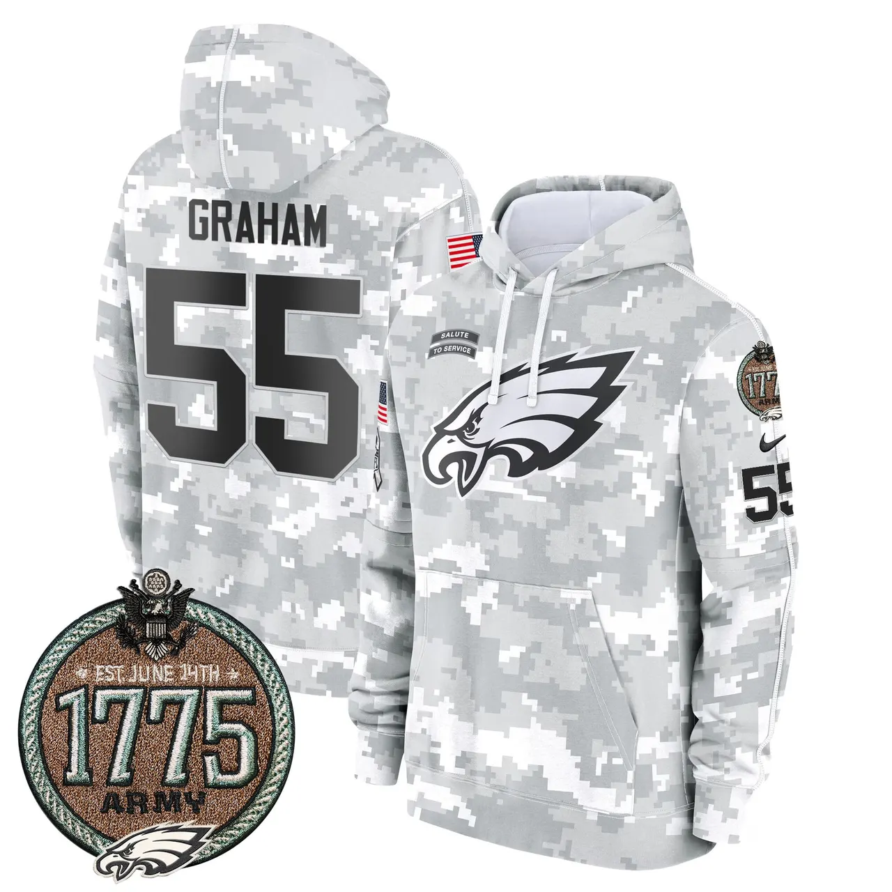 Saquon Barkley Philadelphia Eagles Nike 2024 Salute to Service Establishment Year Patch Fleece Pullover Hoodie - White - Image 16