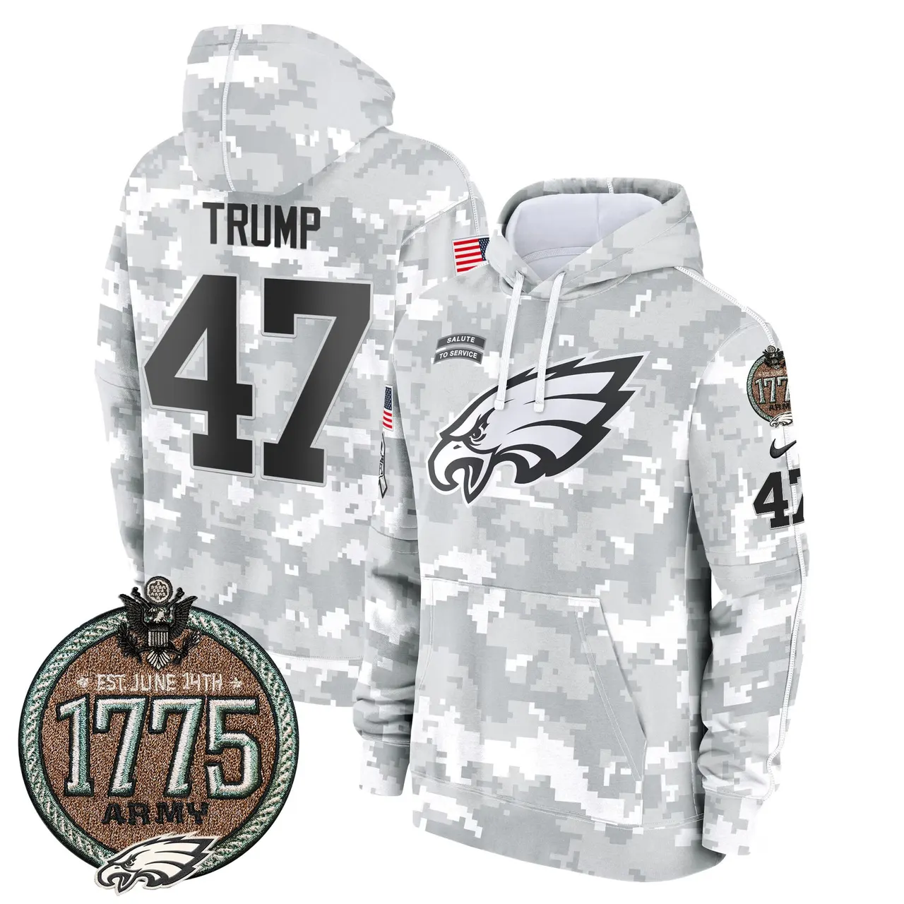 Saquon Barkley Philadelphia Eagles Nike 2024 Salute to Service Establishment Year Patch Fleece Pullover Hoodie - White - Image 18