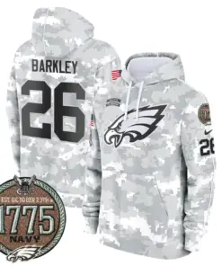 Saquon Barkley Philadelphia Eagles Nike 2024 Salute to Service Establishment Year Patch Fleece Pullover Hoodie - White - Image 19
