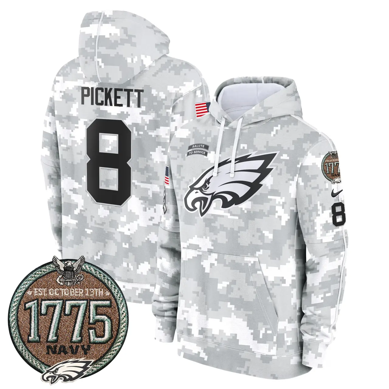 Saquon Barkley Philadelphia Eagles Nike 2024 Salute to Service Establishment Year Patch Fleece Pullover Hoodie - White - Image 20