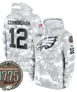 Saquon Barkley Philadelphia Eagles Nike 2024 Salute to Service Establishment Year Patch Fleece Pullover Hoodie - White - Image 24