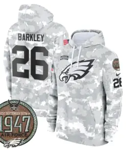 Saquon Barkley Philadelphia Eagles Nike 2024 Salute to Service Establishment Year Patch Fleece Pullover Hoodie - White - Image 28