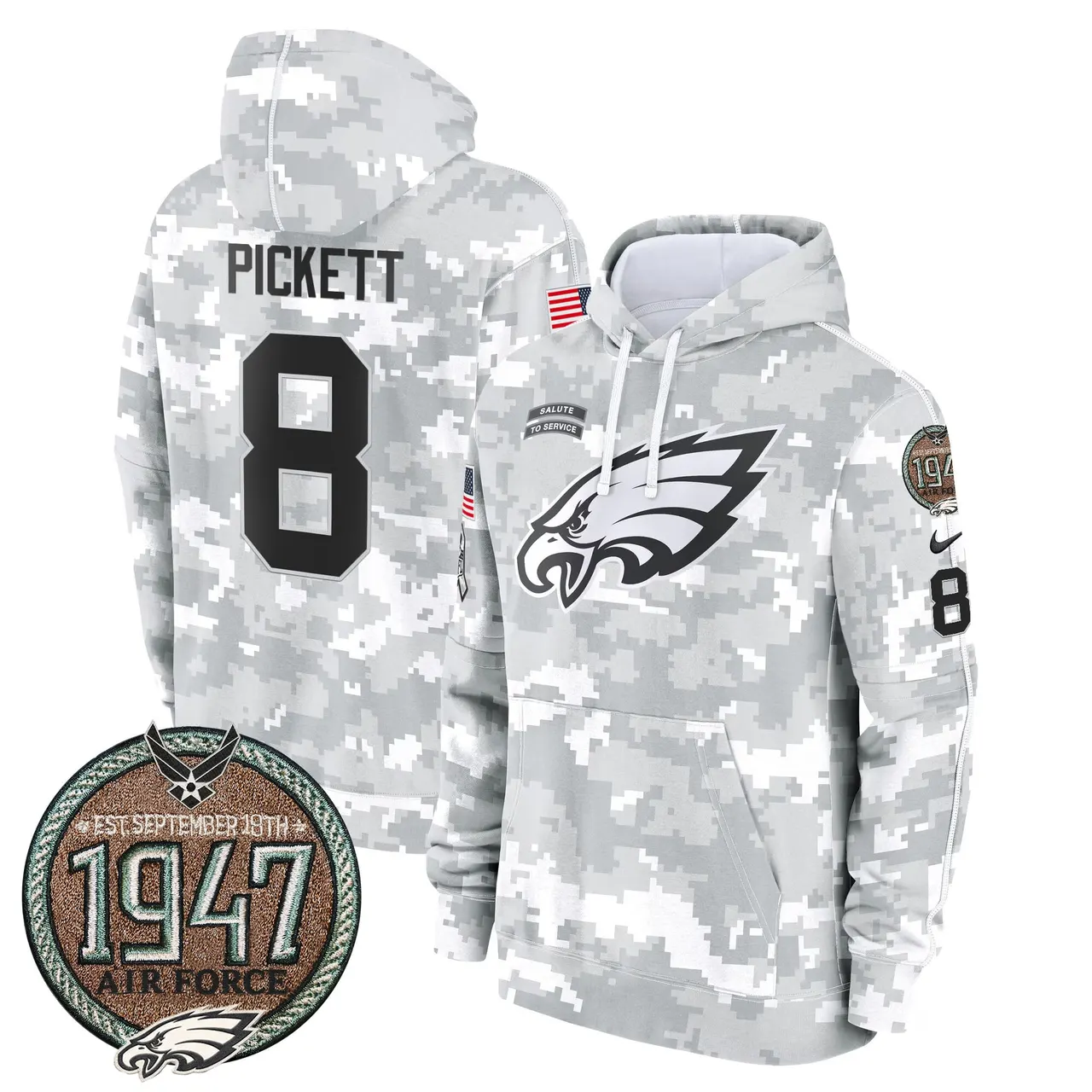 Saquon Barkley Philadelphia Eagles Nike 2024 Salute to Service Establishment Year Patch Fleece Pullover Hoodie - White - Image 29