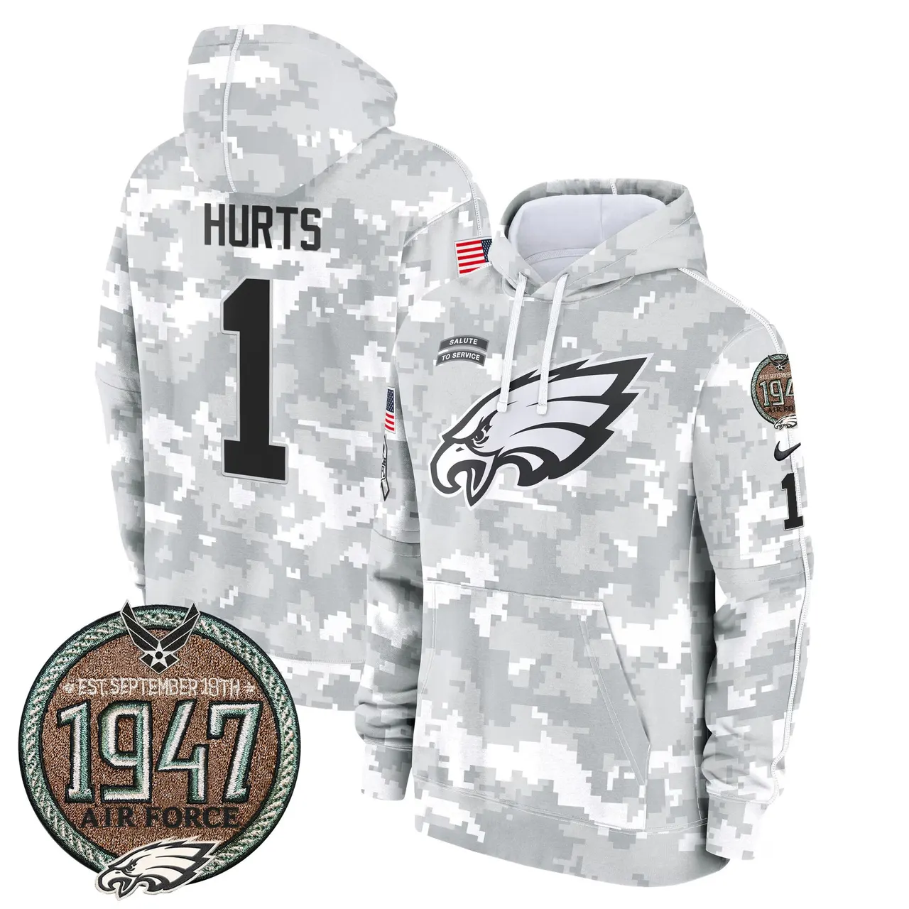 Saquon Barkley Philadelphia Eagles Nike 2024 Salute to Service Establishment Year Patch Fleece Pullover Hoodie - White - Image 30