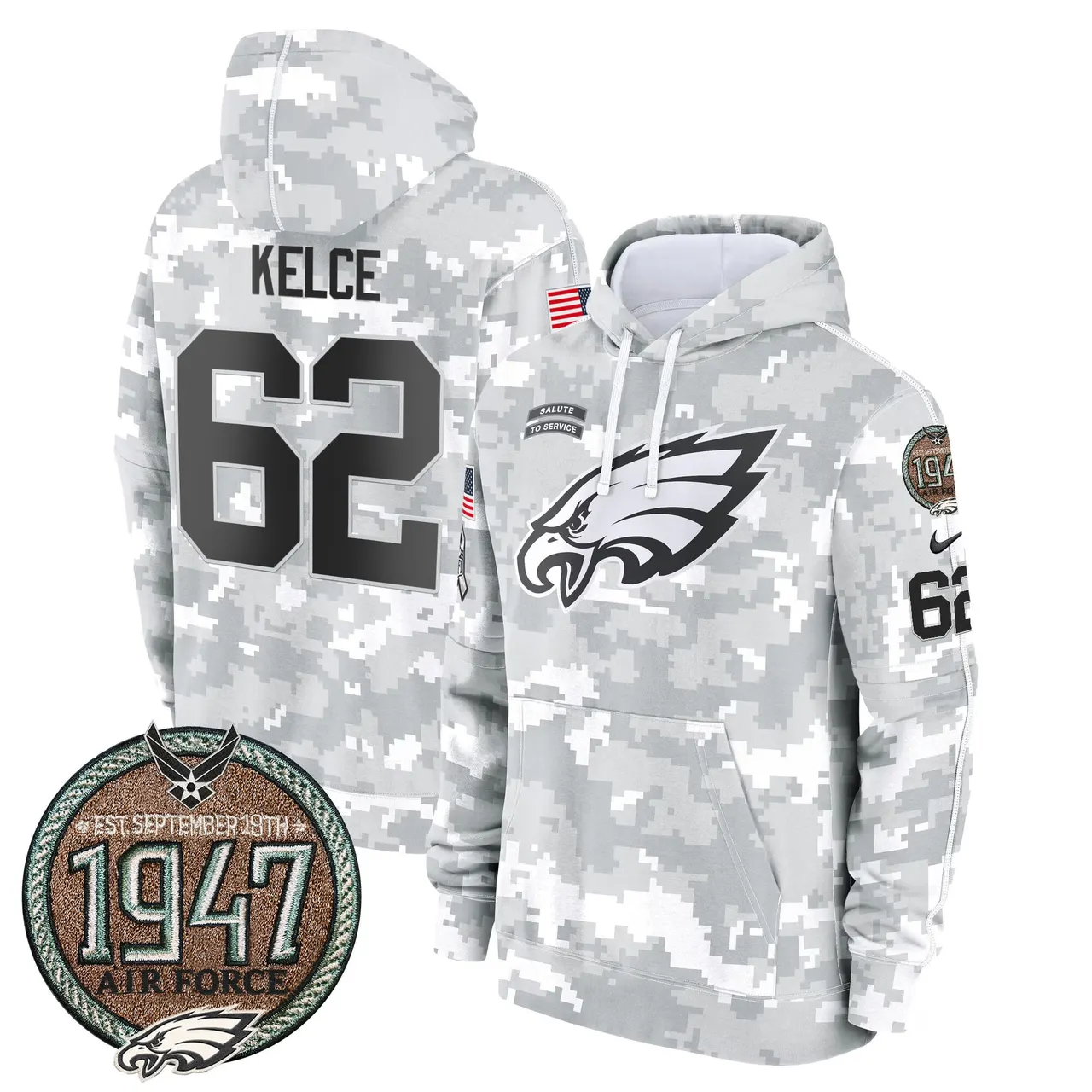 Saquon Barkley Philadelphia Eagles Nike 2024 Salute to Service Establishment Year Patch Fleece Pullover Hoodie - White - Image 31