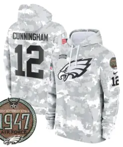 Saquon Barkley Philadelphia Eagles Nike 2024 Salute to Service Establishment Year Patch Fleece Pullover Hoodie - White - Image 33