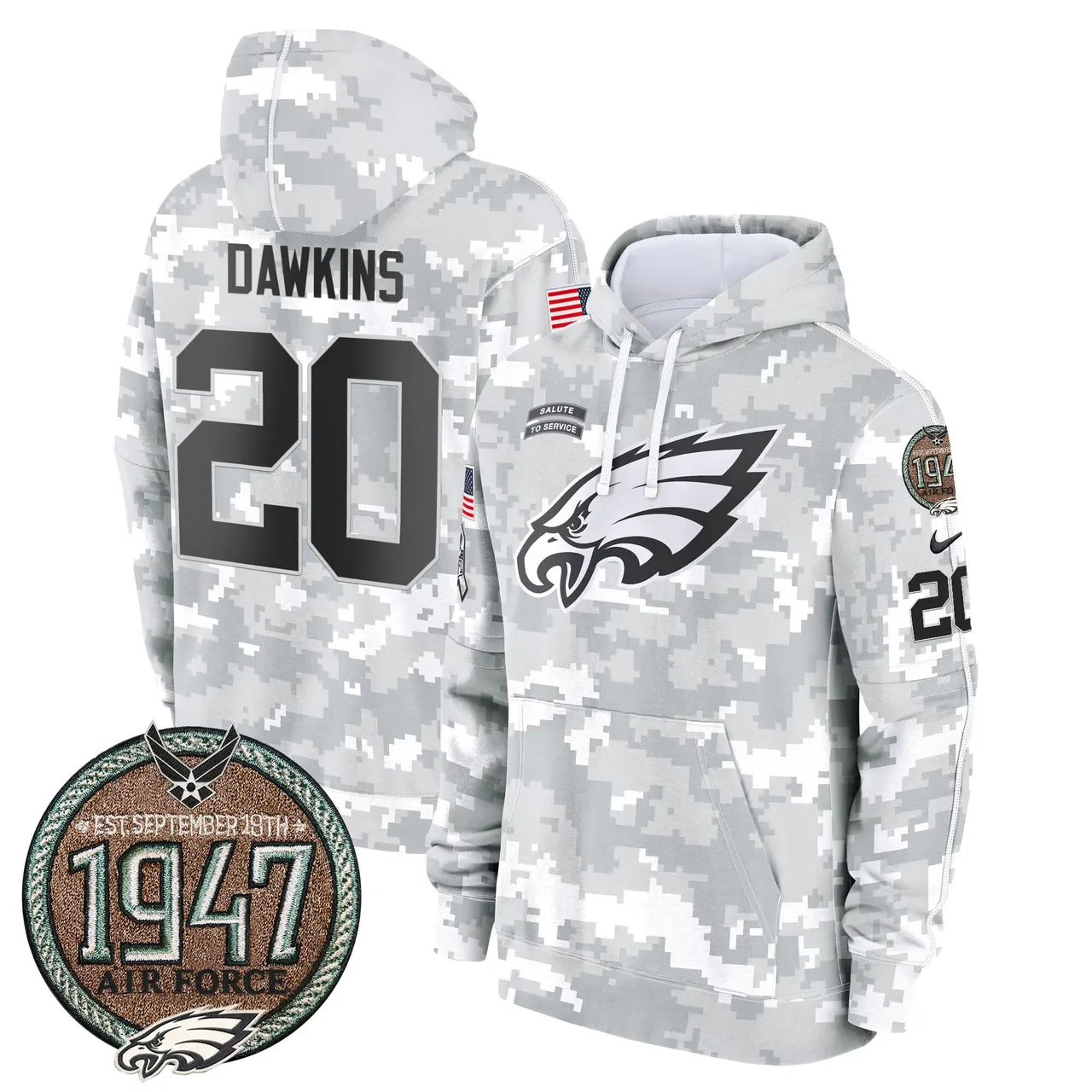 Saquon Barkley Philadelphia Eagles Nike 2024 Salute to Service Establishment Year Patch Fleece Pullover Hoodie - White - Image 35