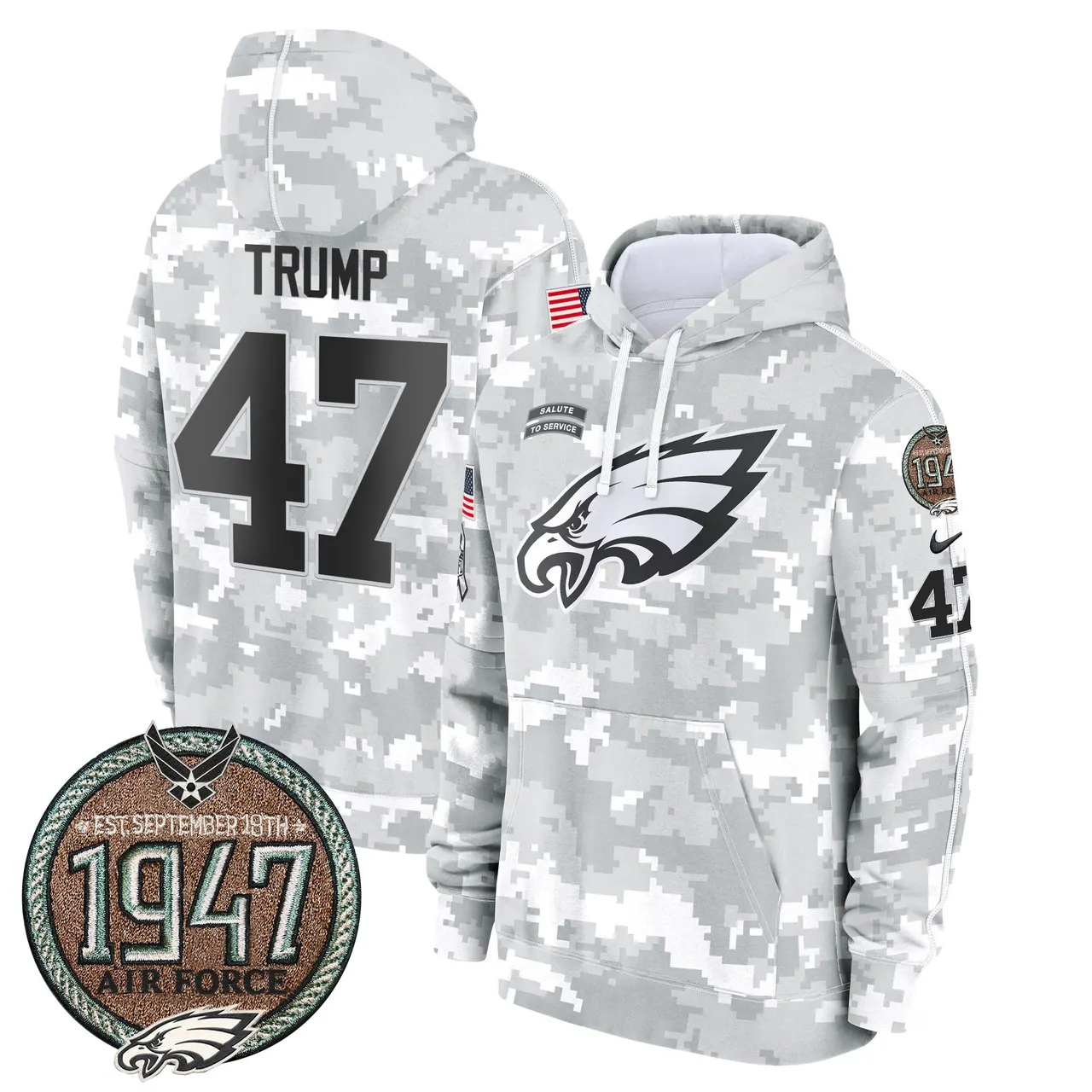 Saquon Barkley Philadelphia Eagles Nike 2024 Salute to Service Establishment Year Patch Fleece Pullover Hoodie - White - Image 36