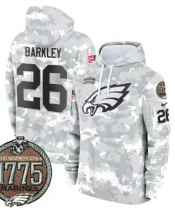 Saquon Barkley Philadelphia Eagles Nike 2024 Salute to Service Establishment Year Patch Fleece Pullover Hoodie - White