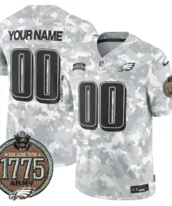 Philadelphia Eagles Nike 2024 Salute to Service Establishment Year Patch Vapor Custom Limited Stitched Jersey - Grey - Image 2