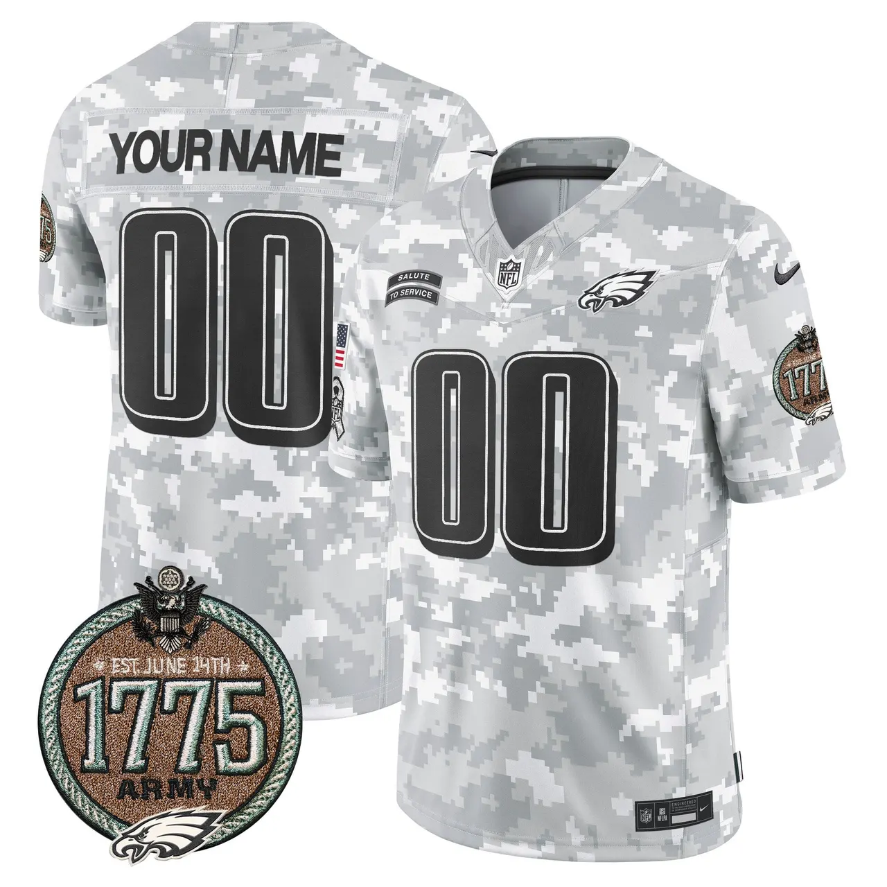 Philadelphia Eagles Nike 2024 Salute to Service Establishment Year Patch Vapor Custom Limited Stitched Jersey - Grey - Image 2