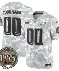 Philadelphia Eagles Nike 2024 Salute to Service Establishment Year Patch Vapor Custom Limited Stitched Jersey - Grey - Image 3