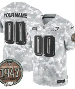 Philadelphia Eagles Nike 2024 Salute to Service Establishment Year Patch Vapor Custom Limited Stitched Jersey - Grey - Image 4