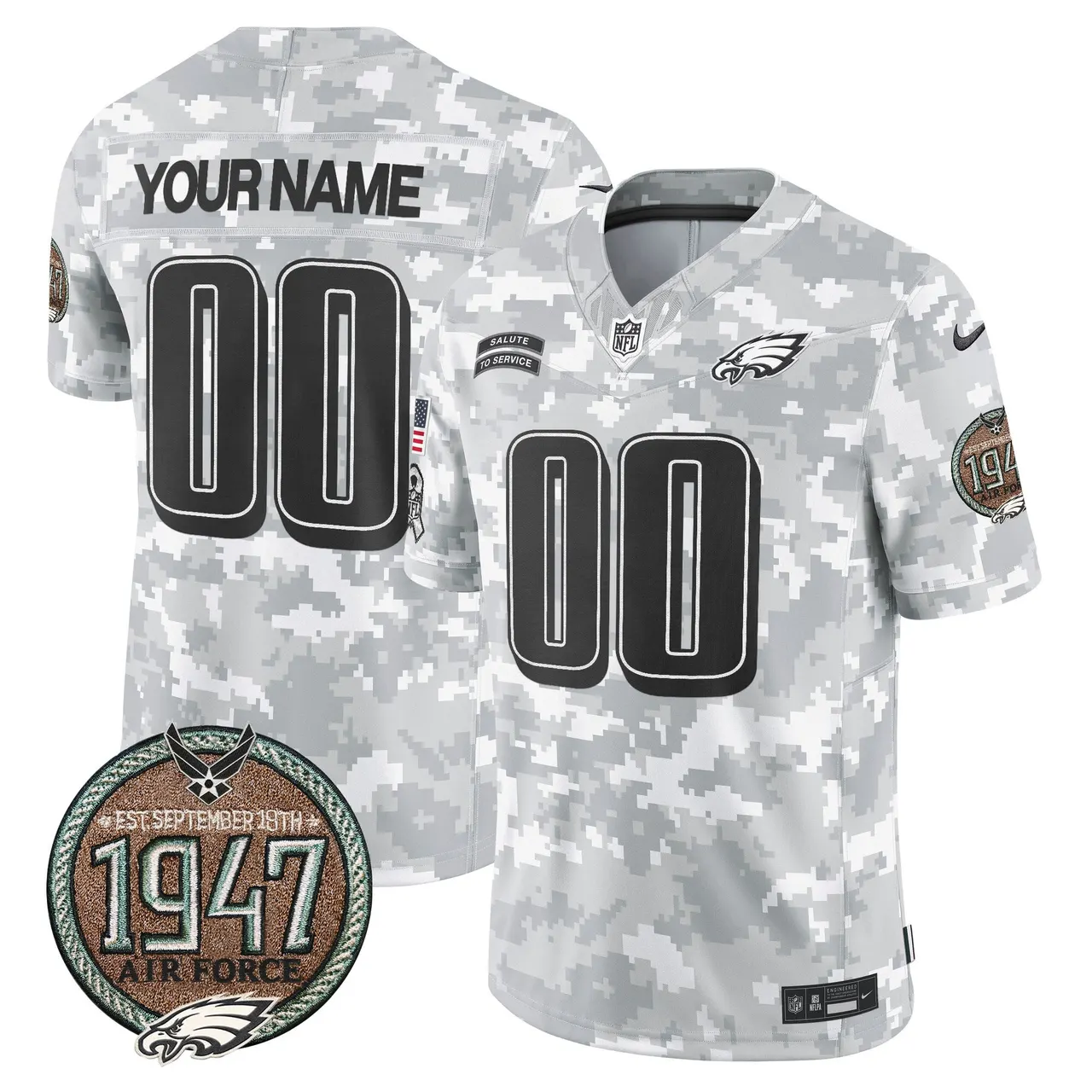 Philadelphia Eagles Nike 2024 Salute to Service Establishment Year Patch Vapor Custom Limited Stitched Jersey - Grey - Image 4