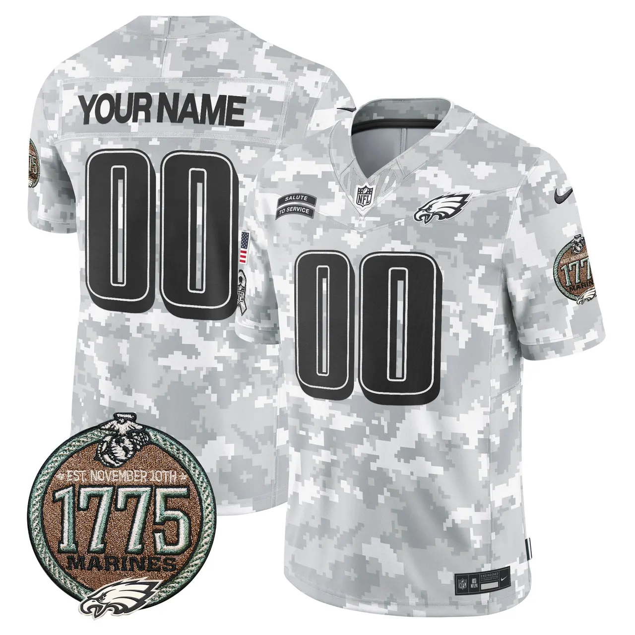 Philadelphia Eagles Nike 2024 Salute to Service Establishment Year Patch Vapor Custom Limited Stitched Jersey - Grey