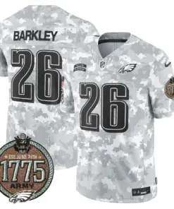 Saquon Barkley Philadelphia Eagles Nike 2024 Salute to Service Establishment Year Patch Vapor Limited Stitched Jersey - Grey - Image 10