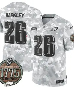 Saquon Barkley Philadelphia Eagles Nike 2024 Salute to Service Establishment Year Patch Vapor Limited Stitched Jersey - Grey