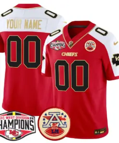 Alternative view of Kansas City Chiefs Nike 2024 AFC West Division Champions Patch Vapor Custom Limited Stitched Jersey - Black