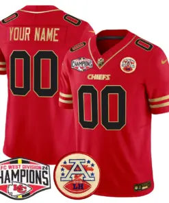 Kansas City Chiefs Nike 2024 AFC West Division Champions Patch Vapor Custom Limited Stitched Jersey - Black - Image 3