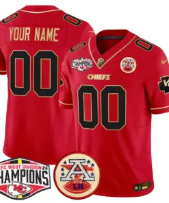 Kansas City Chiefs Nike 2024 AFC West Division Champions Patch Vapor Custom Limited Stitched Jersey - Black - Image 4