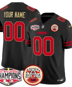 Kansas City Chiefs Nike 2024 AFC West Division Champions Patch Vapor Custom Limited Stitched Jersey - Black - Image 5