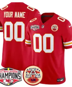 Kansas City Chiefs Nike 2024 AFC West Division Champions Patch Vapor Custom Limited Stitched Jersey - Black - Image 6