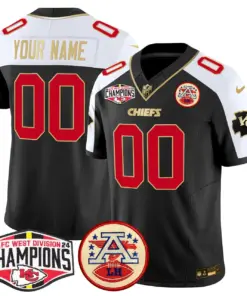 Kansas City Chiefs Nike 2024 AFC West Division Champions Patch Vapor Custom Limited Stitched Jersey - Black