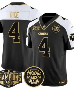 Patrick Mahomes Kansas City Chiefs Nike 2024 AFC West Division Champions Patch Gold Vapor Limited Stitched Jersey - Black - Image 7