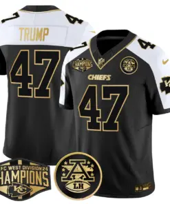 Patrick Mahomes Kansas City Chiefs Nike 2024 AFC West Division Champions Patch Gold Vapor Limited Stitched Jersey - Black - Image 8