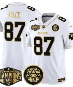 Patrick Mahomes Kansas City Chiefs Nike 2024 AFC West Division Champions Patch Gold Vapor Limited Stitched Jersey - Black - Image 10