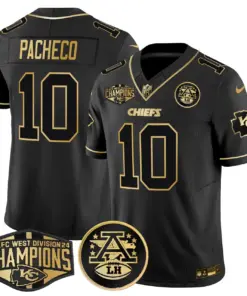 Patrick Mahomes Kansas City Chiefs Nike 2024 AFC West Division Champions Patch Gold Vapor Limited Stitched Jersey - Black - Image 20