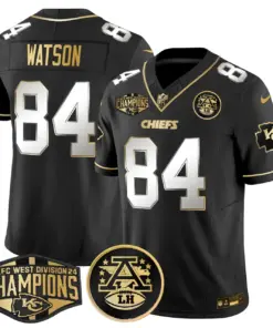 Patrick Mahomes Kansas City Chiefs Nike 2024 AFC West Division Champions Patch Gold Vapor Limited Stitched Jersey - Black - Image 29