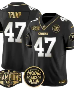 Patrick Mahomes Kansas City Chiefs Nike 2024 AFC West Division Champions Patch Gold Vapor Limited Stitched Jersey - Black - Image 32
