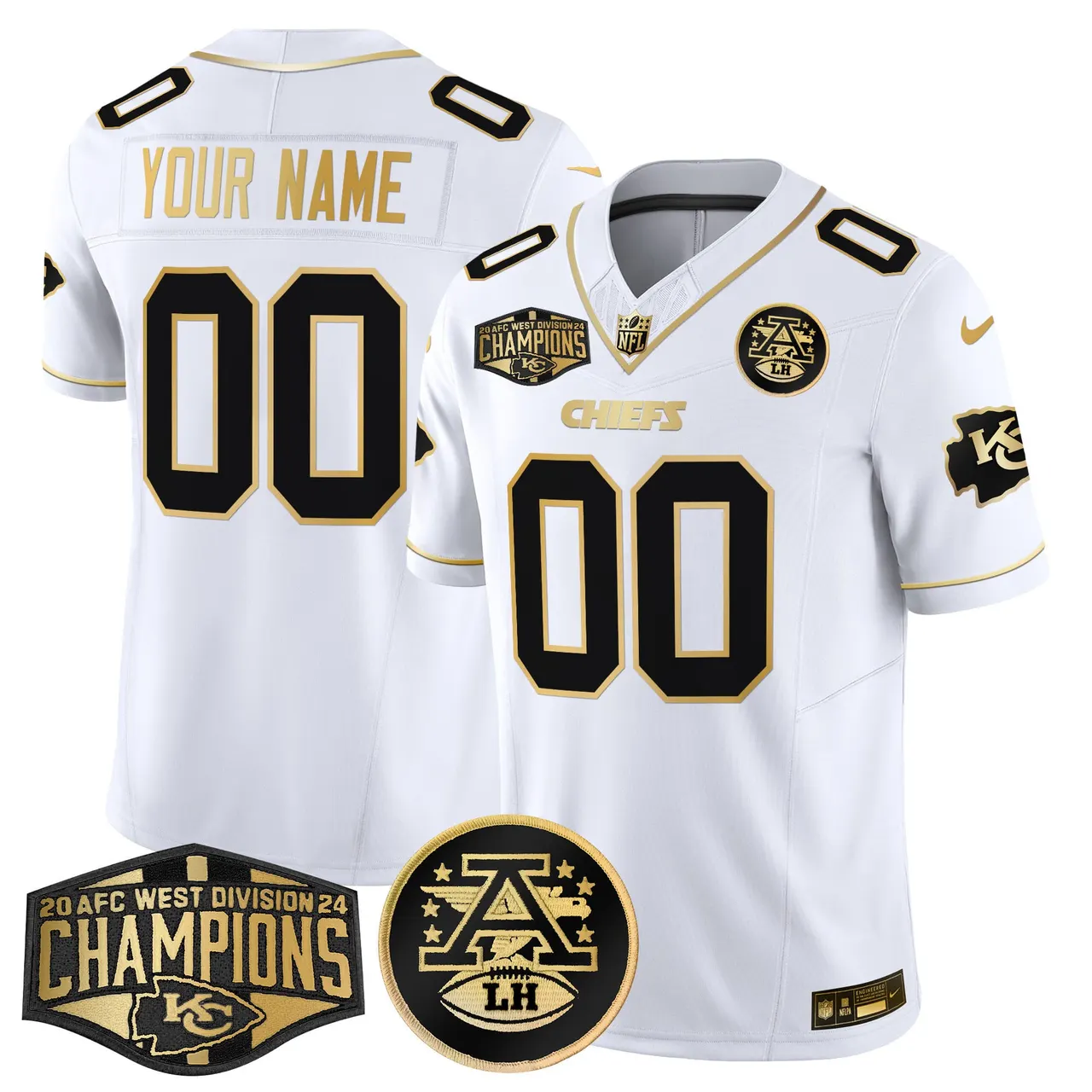Kansas City Chiefs Nike 2024 AFC West Division Champions Patch Gold Vapor Custom Limited Stitched Jersey - Black - Image 2